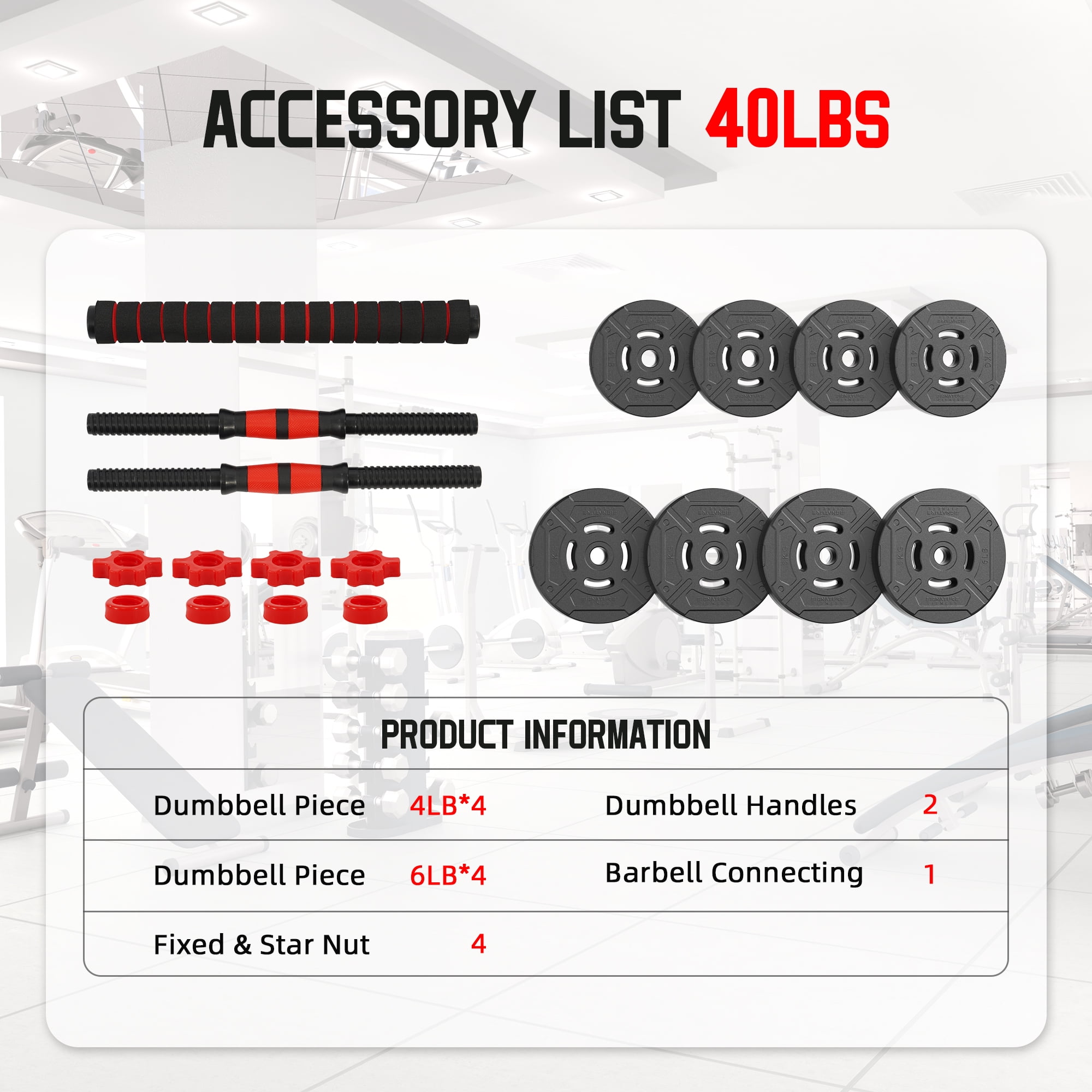 Signature Fitness Adjustable Dumbbell Set, Portable Design with Changeable Weight Plates and Non-Slip Handles for Home Gym Workouts