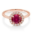 thumbnail image 2 of Gem Stone King 18K Rose Gold Plated Silver Engagement Ring Created Ruby and Moissanite (1.79 Cttw) (Size 9), 2 of 4