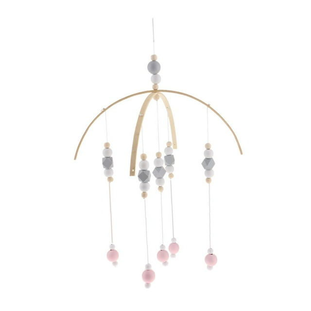 tejado De Móvil Cuna Móvil Para Niño Y Niñas Bebé Cama Decoración De Habitación Gris y rosa CUTICAT Campanas de viento de madera