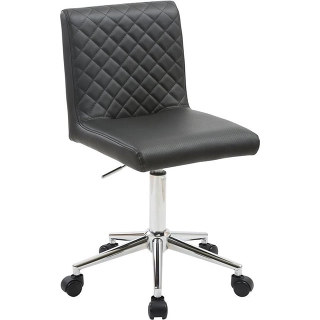 Pemberly Row 24.5" Faux Leather Swivel Office Chair in Black