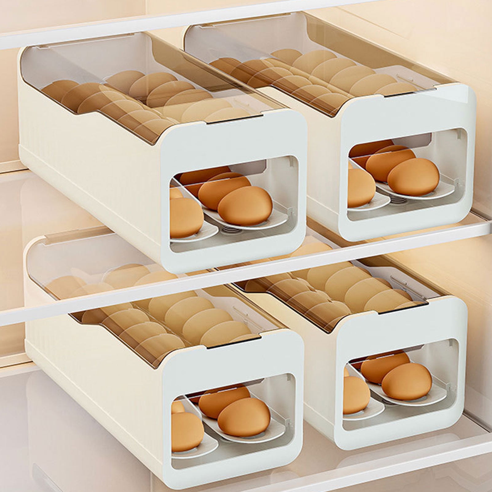Egg Storage Container, Easy To Clean Saving Space Large Capacity Safe Egg Dispenser  For Refrigerator Side Door