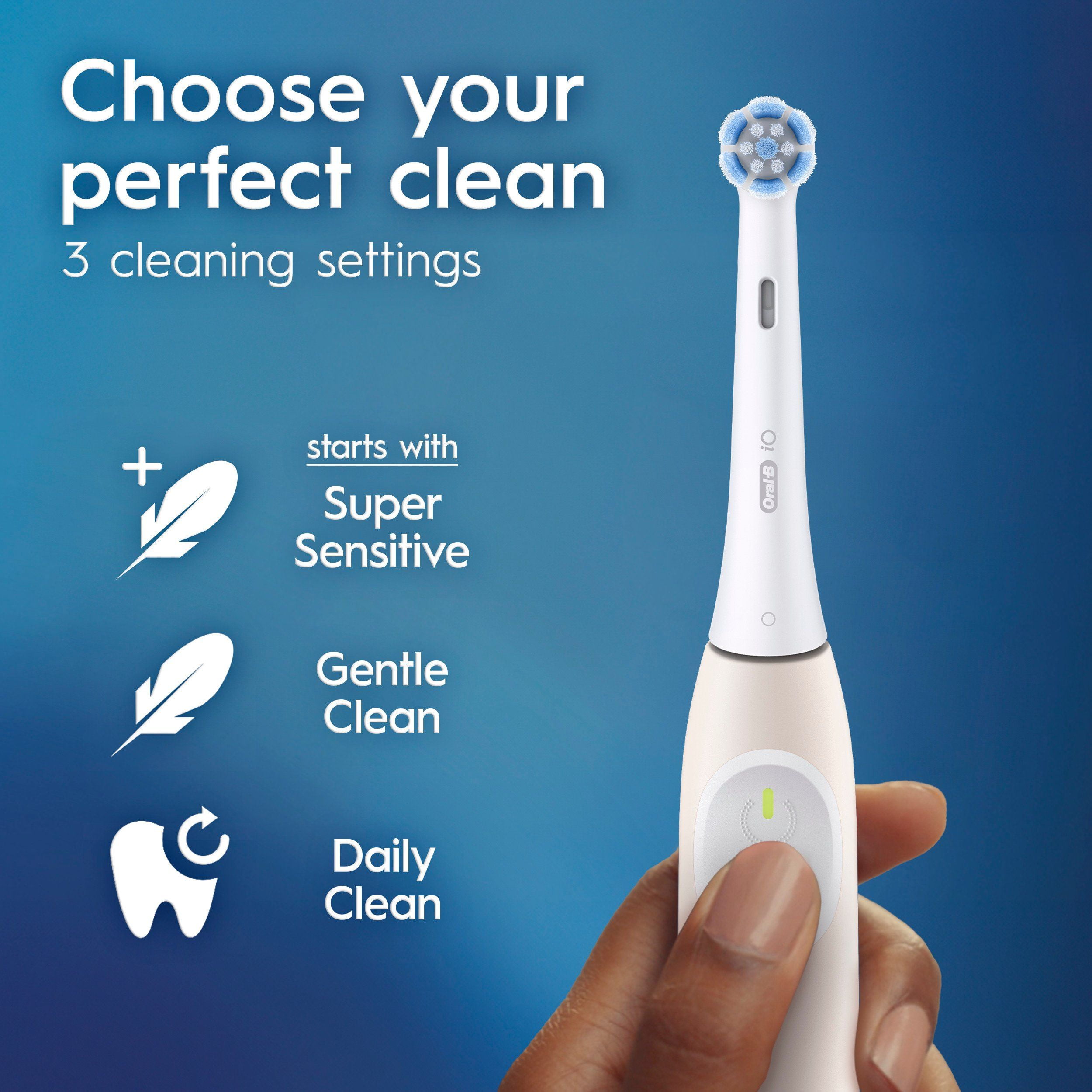 Brosse à dents électrique rechargeable Oral-B iO Série 2, pêche avec 1 brossette soins doux – Capteur automatique de pression pour protéger les gencives – 3 modes – Minuterie de 2 minutes