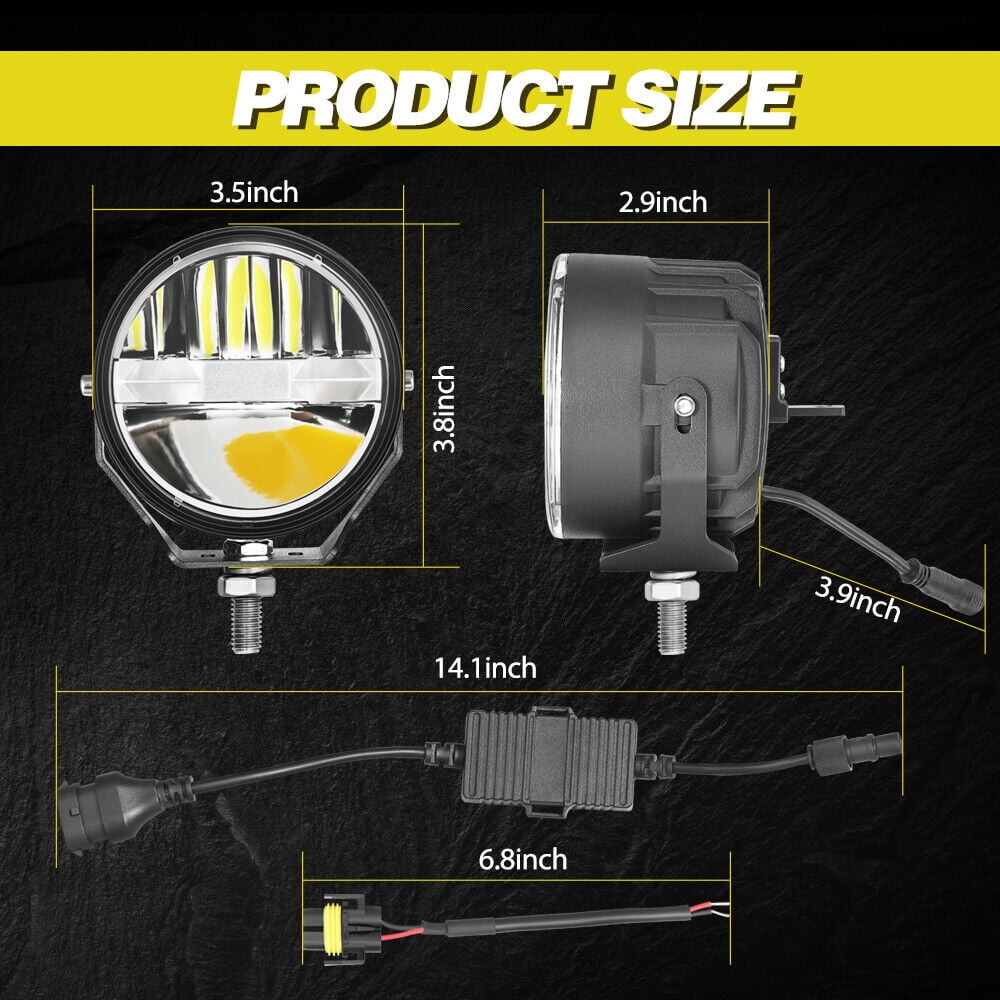 Pair 4" inch Round LED Fog Lights Driving Lamp For Jeep Wrangler JK TJ LJ Bumper