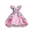thumbnail image 3 of Bagilaanoe Girls Formal Dress Flower Print Flying Sleeve A-line Princess Dresses 3-10T Kids Dress for Wedding Birthday Party Gown, 3 of 9