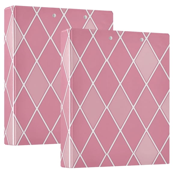 Pink Block Hardcover 3 Ring Binder 1.5” Round Rings Letter Size Paper Pockets for School Office Supplies