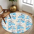 thumbnail image 2 of Round Rugs 5Ft, Blue Flowers Round Area Rug Washable Indoor Throw Carpet, Farmhouse Pastoral Spring Botanical Plants Soft Non Slip Circle Rug for Cabinet Bathroom Home Decor Aesthetic, 2 of 8