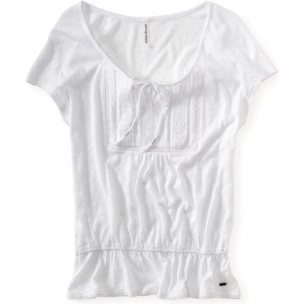 Blusa Aeropostale de punto sólido bohemio para mujer blanco X-Large