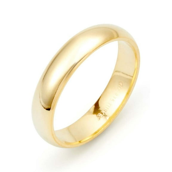 Unisex Classic 4mm Wide Gold Wedding Ring for Women or Men, Ring Size 7