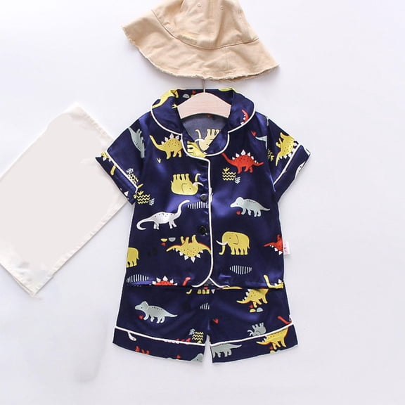Sentuca Boys Clothes Size 3 Years Casual Pajama Sets Dinosaur Graphic Shirts and Shorts Loungewear Outfits Toddler Clothes