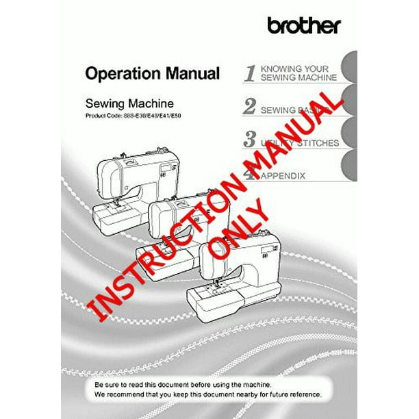 Brother SQ9285 Sewing Machine Owners Instruction Manual