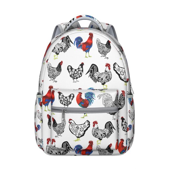 Sac à Dos Étudiant Imprimé Œuf et Poule, Motif Rustique Poule Poussin, Sac à Dos pour Étudiant