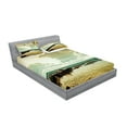 thumbnail image 2 of Ambesonne Landscape Fitted Sheet & Pillow Sham Set, Ocean Island Scenery, Full, Beige Sepia Teal, 2 of 2
