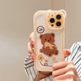 thumbnail image 2 of Compatible with iPhone 11 Case Transparent Cute Bear Head Pattern Bear Ear Lens Protection Design for Women Girls Fashion Slim Soft Flexible TPU Rubber for iPhone 11-Yellow, 2 of 5