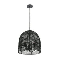 Wildnix Stylish Black Rattan Pendant Light with Adjustable Suspension Wire, Ideal for Living Room, Dining Room, and Modern Home Décor