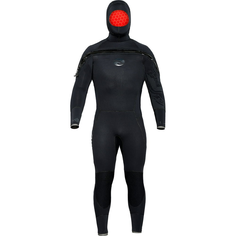 bare 8/7mm semidry ultra velocity hooded full scuba diving wetsuit men