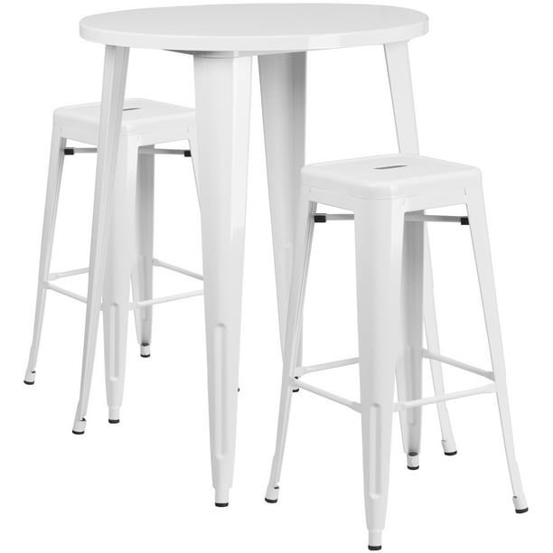 Flash Furniture Boyd Commercial Grade 30" Round White Metal Indoor