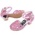 thumbnail image 3 of HAOTAGS Dance Shoes for Toddler Girls, Sparkle Latin Breathable Sequin Princess Dance Sneakers Sandals Pink 32, 3 of 9