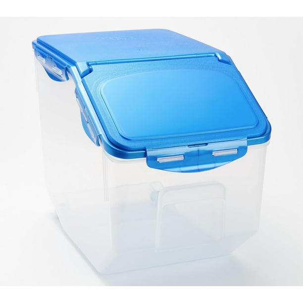 LocknLock XL Flip Top Storage Bin with Wheels Denim Blue