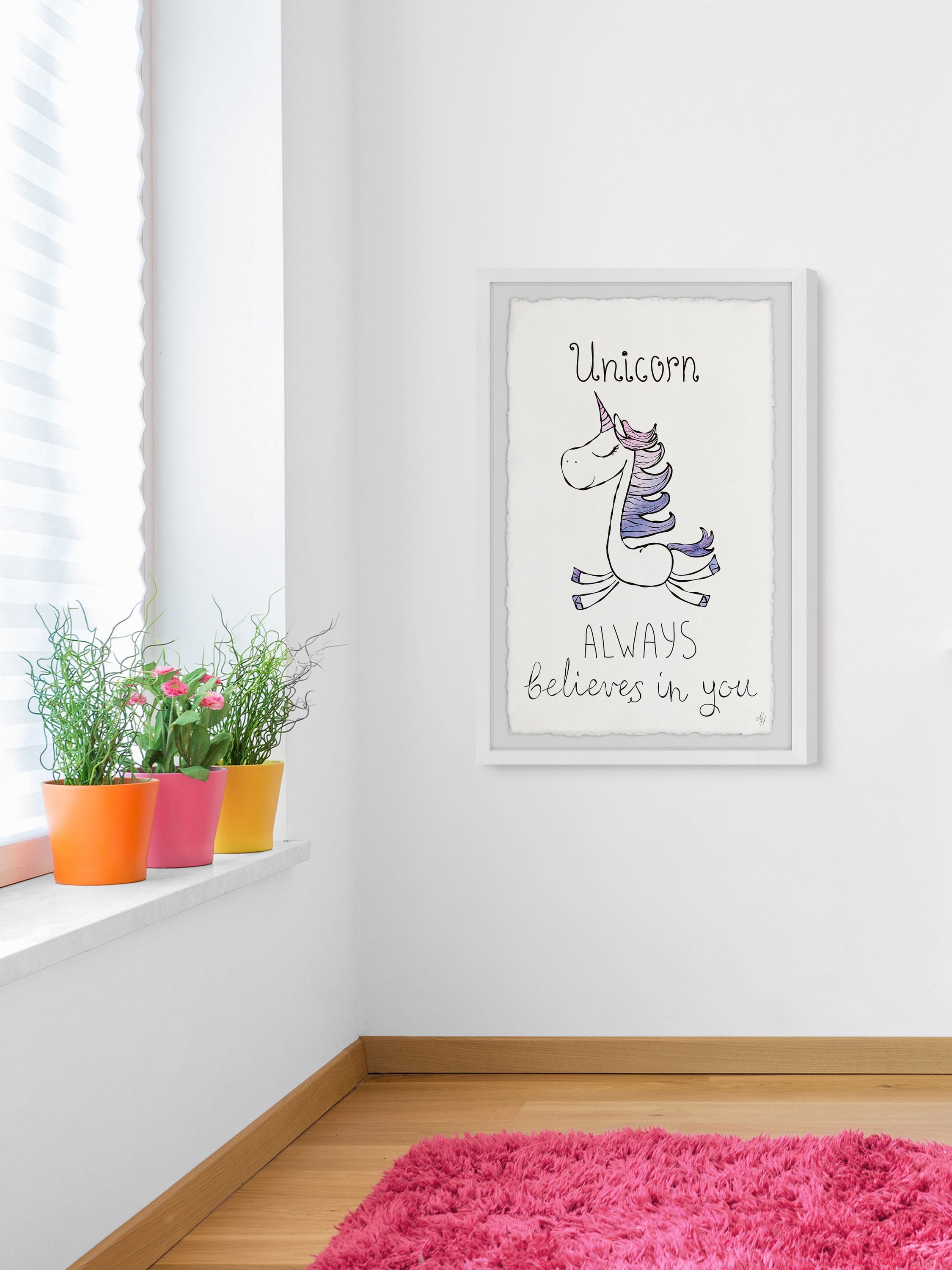 Marmont Hill Unicorn Always Believes in You Framed Wall Art