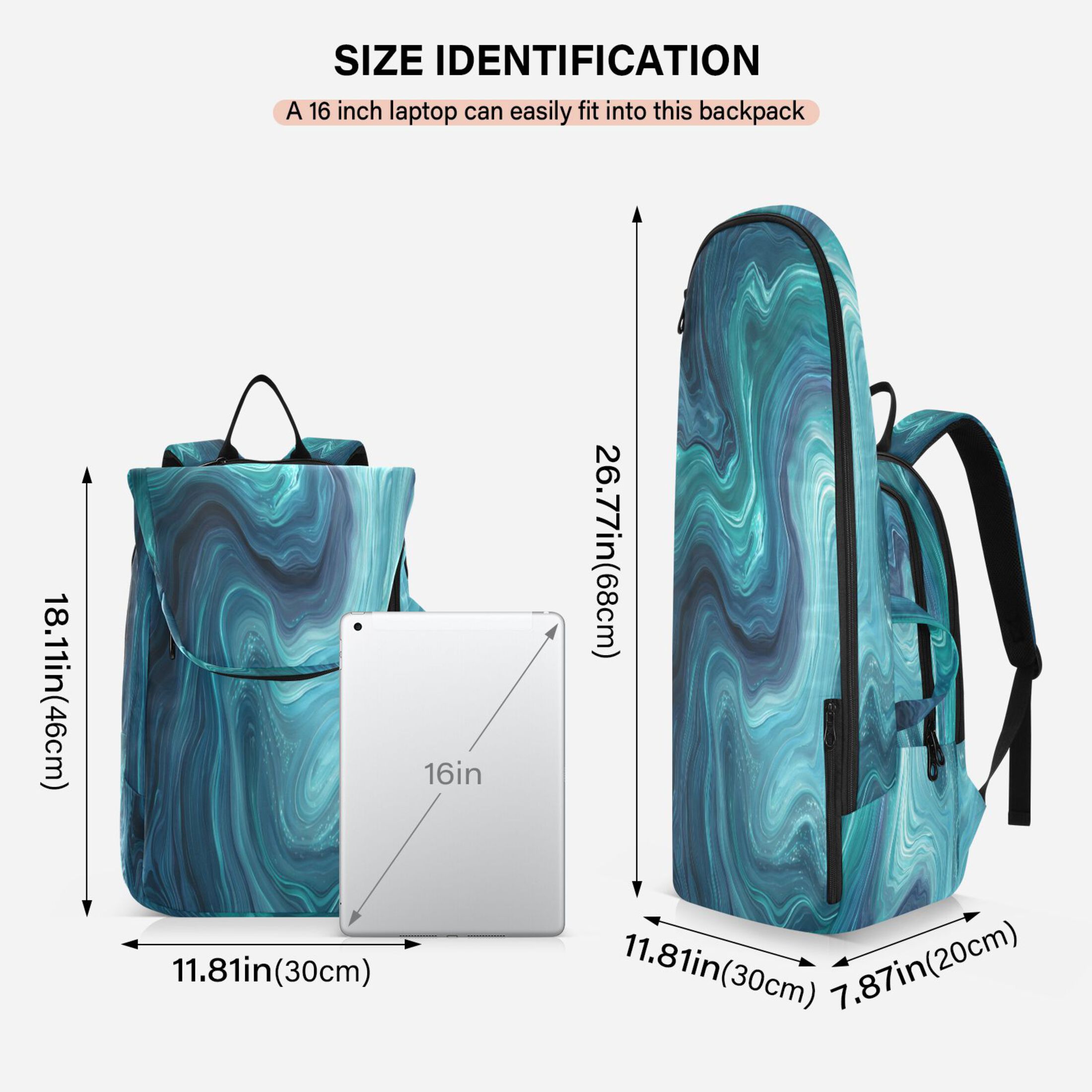 2 Racquet Holder Tennis Backpack Tennis Racket Covers Gym Bags Dark Blue Ocean Waves