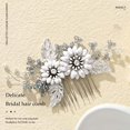 thumbnail image 4 of Flower Bride Wedding Hair Comb Silver Leaf Bridal Hair Piece Hair Accessories for Women and Girls, 4 of 4