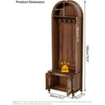 thumbnail image 2 of Hall Tree with Bench and Shoe Storage, Entryway Storage Bench with Coat Rack, 70.9"Arch Coat Rack with 4 Hooks and 2 Fluted Doors, Farmhouse Style Furniture Organizer for Hallway (Walnut, 23.7"W), 2 of 7