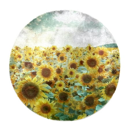 

80cm Fluffy Soft Rug Living Room Bedroom Rugs Yellow Floral Sunflowers Field Anti-Skid Area Rug Shaggy Washable Rug for Bedroom Play Area Kids Room Decorative