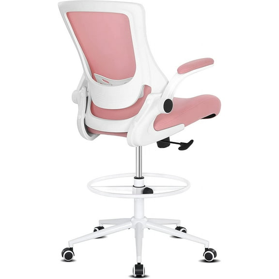 Misolant Tall Office Chair, Drafting Chair for Standing Desk, High Office Chair with Adjustable Lumbar Support, Flip-up Arm and Footrest Ring, Tall Drafting Chair for Bar Height Desk