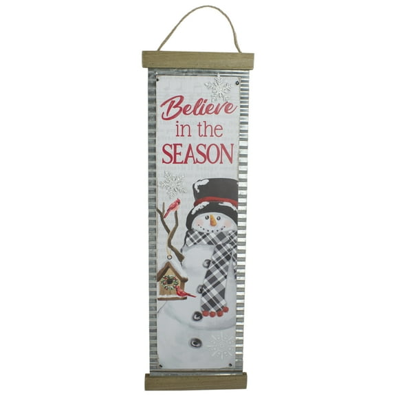 Northlight Galvanized "Believe in the Season" Snowman Christmas Wall Decoration - 26"