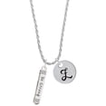 thumbnail image 1 of Delight Jewelry Silvertone Be Strong and Courageous Bar Silvertone Script Initial Disc - Z - Charm Necklace, 20"+3", 1 of 4