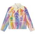 thumbnail image 4 of Jackets for Women Winter Coat Jackets Flannel Stand Collar Jacket(Rainbow Cats,Size:S-4XL), 4 of 7