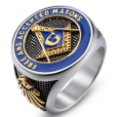 thumbnail image 1 of Anillos de acero inoxidable para hombre, masonería, calavera, Punk Rock, Hip Hop, para motorista, hombre, novio, joyería, regalo creativo, oro azul Sailing  Electrónica, 1 of 4