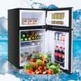 thumbnail image 4 of 2 Door Mini Fridge, Removable Glass Shelf Small Refrigerator with Freezer and Total Capacity of 90L/3.2CU.FT for Galley Kitchens, Small Apartments, Mini Bars, Offices, Dorm Rooms, Q1004, 4 of 10