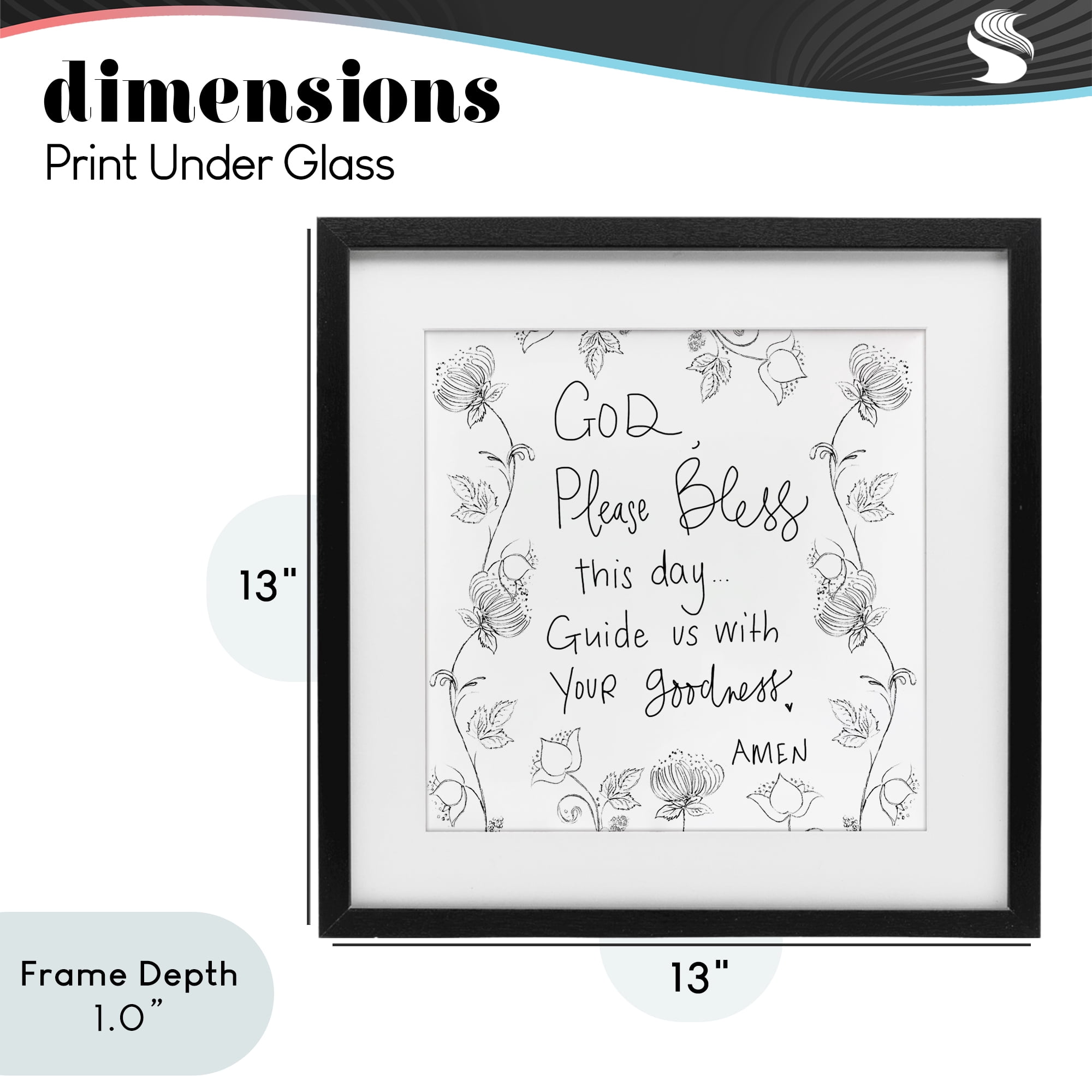Stupell Industries God Bless This Day Black Framed Print Under Glass, design by Patricia Pinto