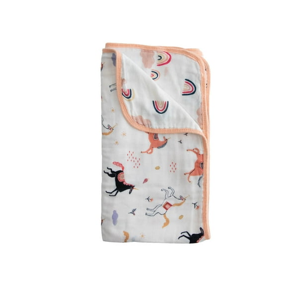 Red Rovr 100% Certified Natural & Soft Organic Cotton Muslin Quilted Baby Blanket 30 x 40, Peachy, Unisex