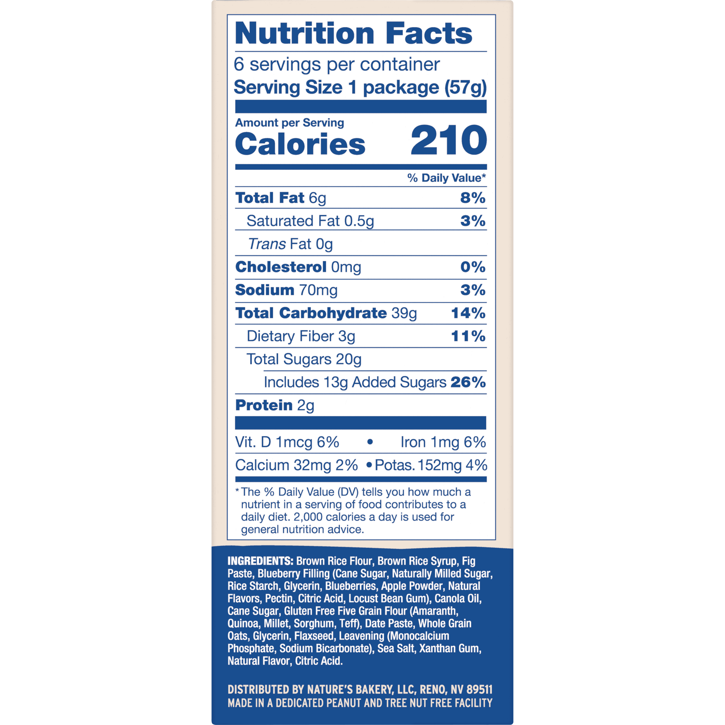 (3 pack) Nature's Bakery Gluten Free Blueberry Fig Bars, 6 Twin packs, 2 oz Each
