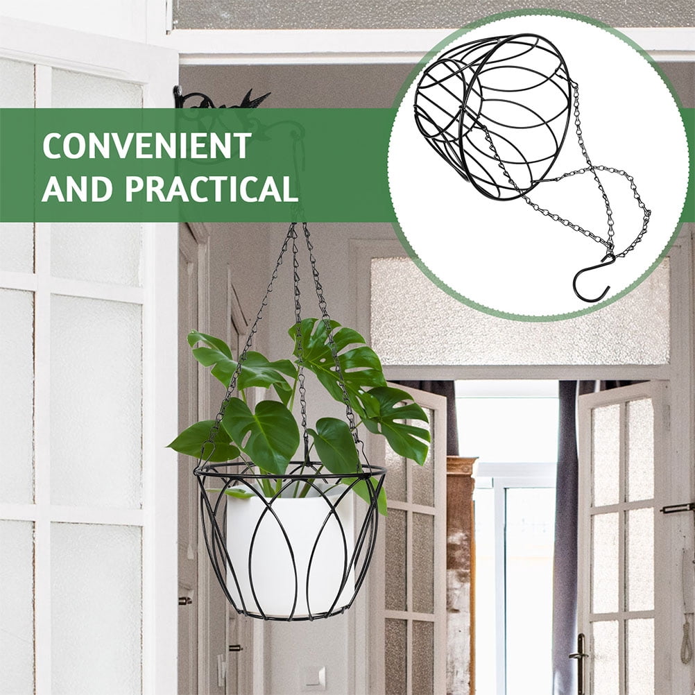 SOPOTUTU High Deep Petal Shape Iron Hanging Railing Planter Black 1Pcs