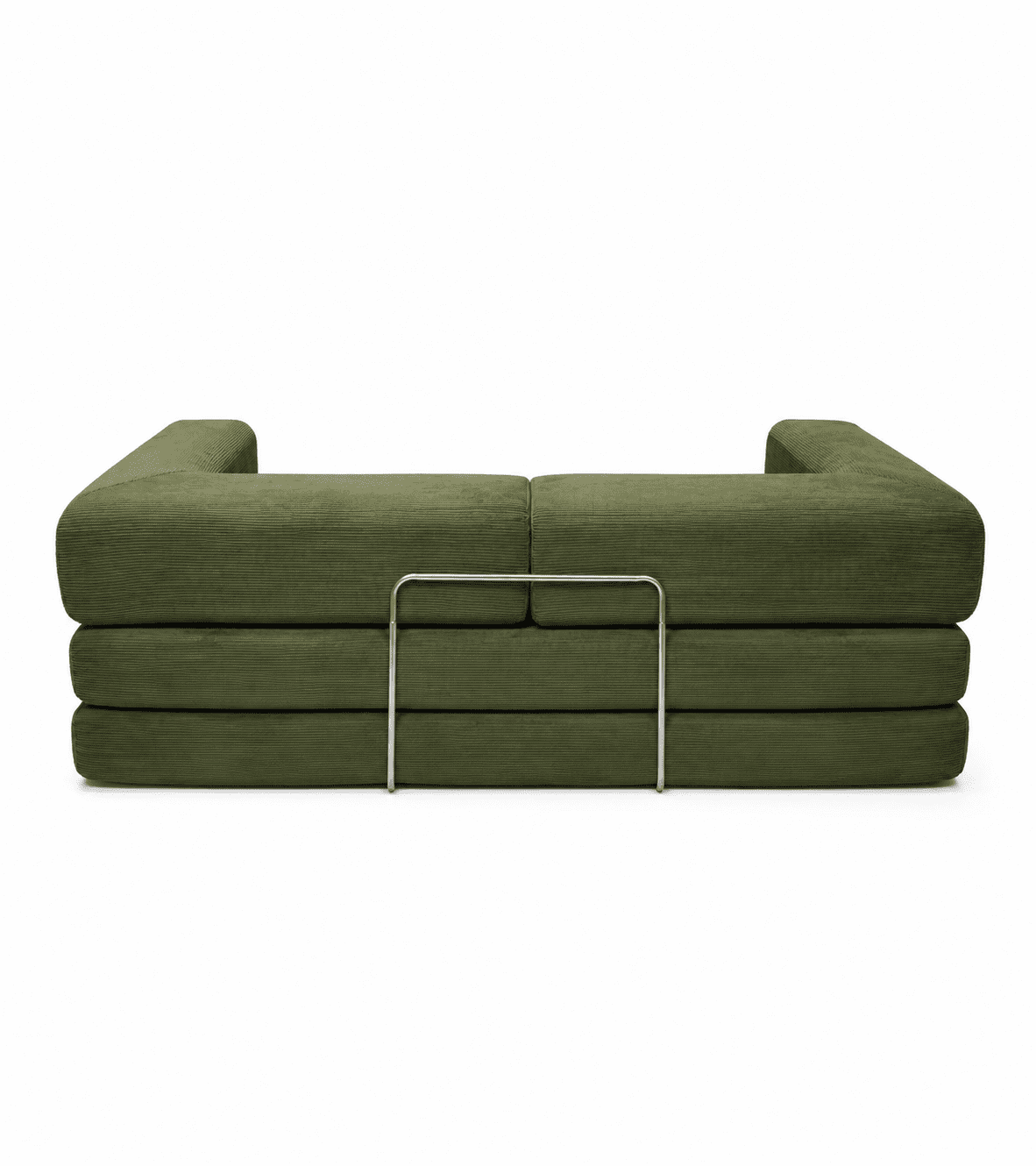 Garitin Sofa Bed and Convertible Floor Sofa 78.74 Inch, Corduroy Fabric Couch with Double Pillows for Living Room Bedroom, Green