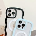 thumbnail image 5 of Magnetic Case for iPhone 15 Compatible with Magsafe, Cute Curly Wave Frame with Clear Fashion Designs,Soft TPU Shockproof Durable Protective Phone Cover for Girls Women-Light Blue, 5 of 13