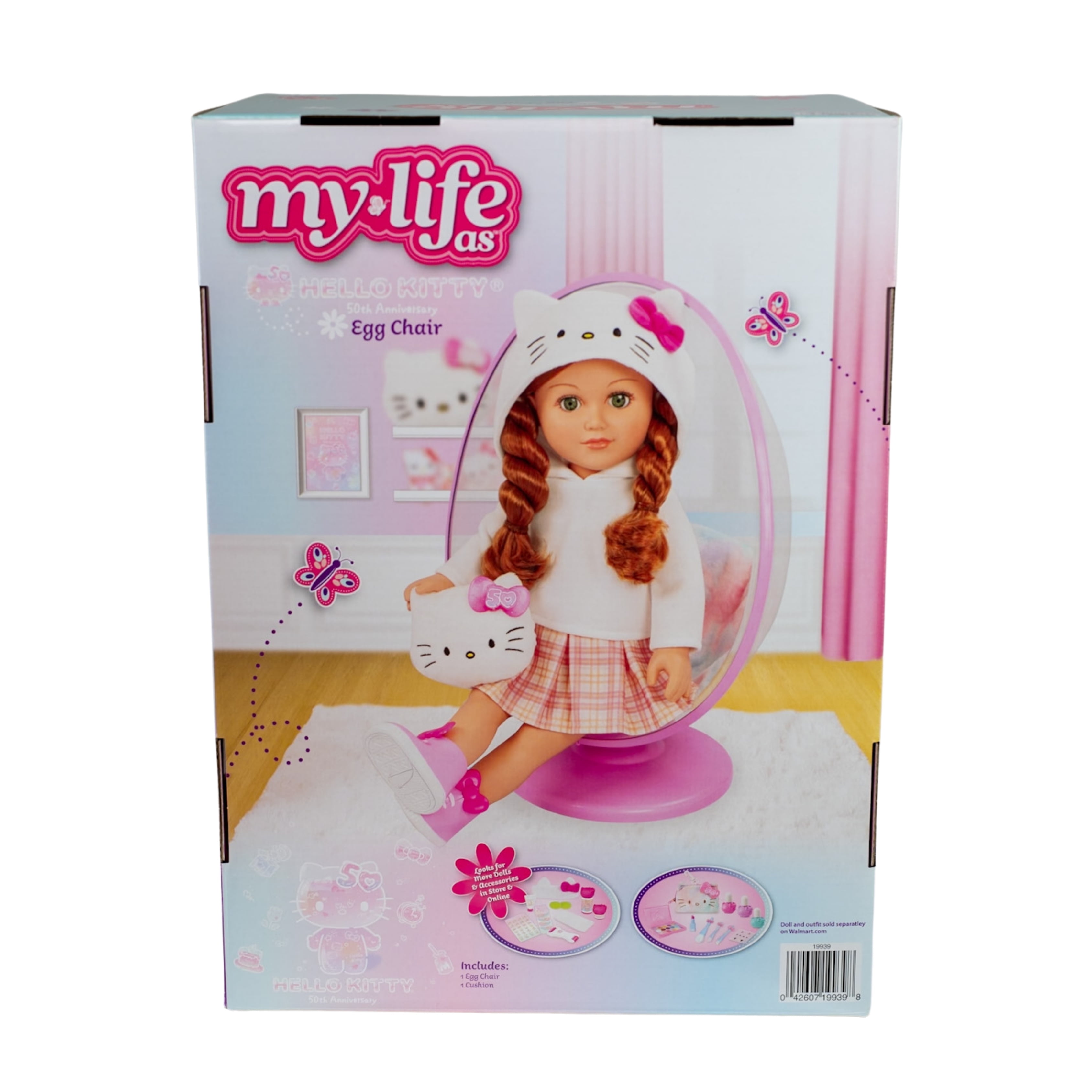 My Life As Hello Kitty Egg Chair for 18 Dolls 50th Anniversary 2 Pieces Multicolor Walmart