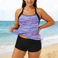 thumbnail image 2 of DHFJKG Womens Tankini Swimsuit Two Piece Beach Set High Waist Shorts Bottom Criss Cross Back Top Soft Beachwear, 2 of 5