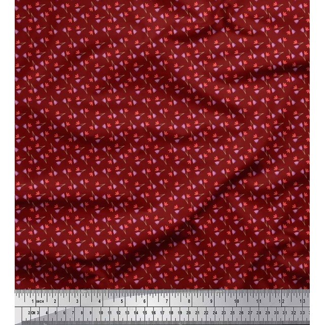 Soimoi Poly Georgette Fabric Flower Artistic Decor Fabric Printed Yard 42 Inch Wide