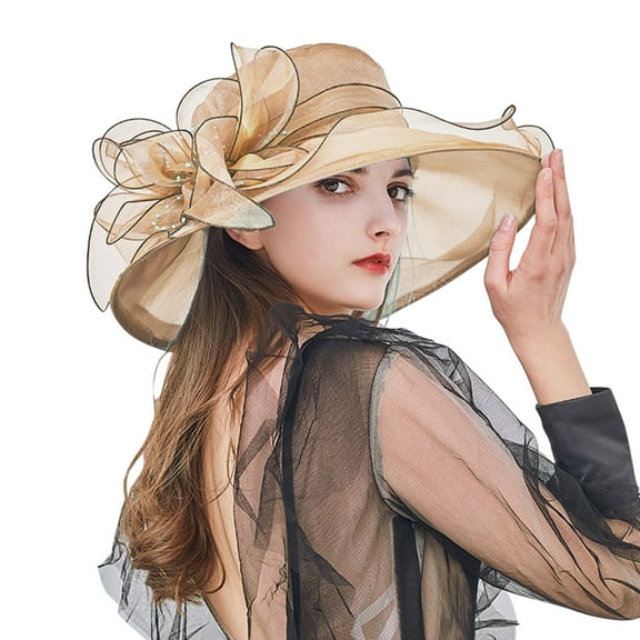 Sun Hat Christmas Womens Dress Wide Leaf Flower Bridal Shower Sun Beach Winter Hats For Women