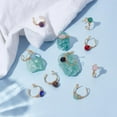 thumbnail image 2 of 10 Styles 10Pcs Adjustable Wire Wrapped Rings Irregular Gemstone Rings Set for Women Stackable Fashion Ring Set Gem Ring Light Gold Wire Wrapped Rings 18mm Light Gold, 2 of 6