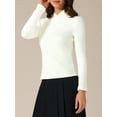 thumbnail image 2 of DARING DIVA Women's Basic Long Sleeve Solid Color Thermal Shirts S White, 2 of 6