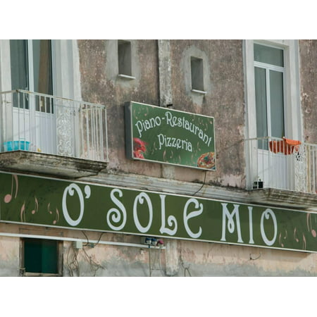 O'Sole Mio Pizzeria Sign, Ischia, Bay of Naples, Campania, Italy Print Wall Art By Walter