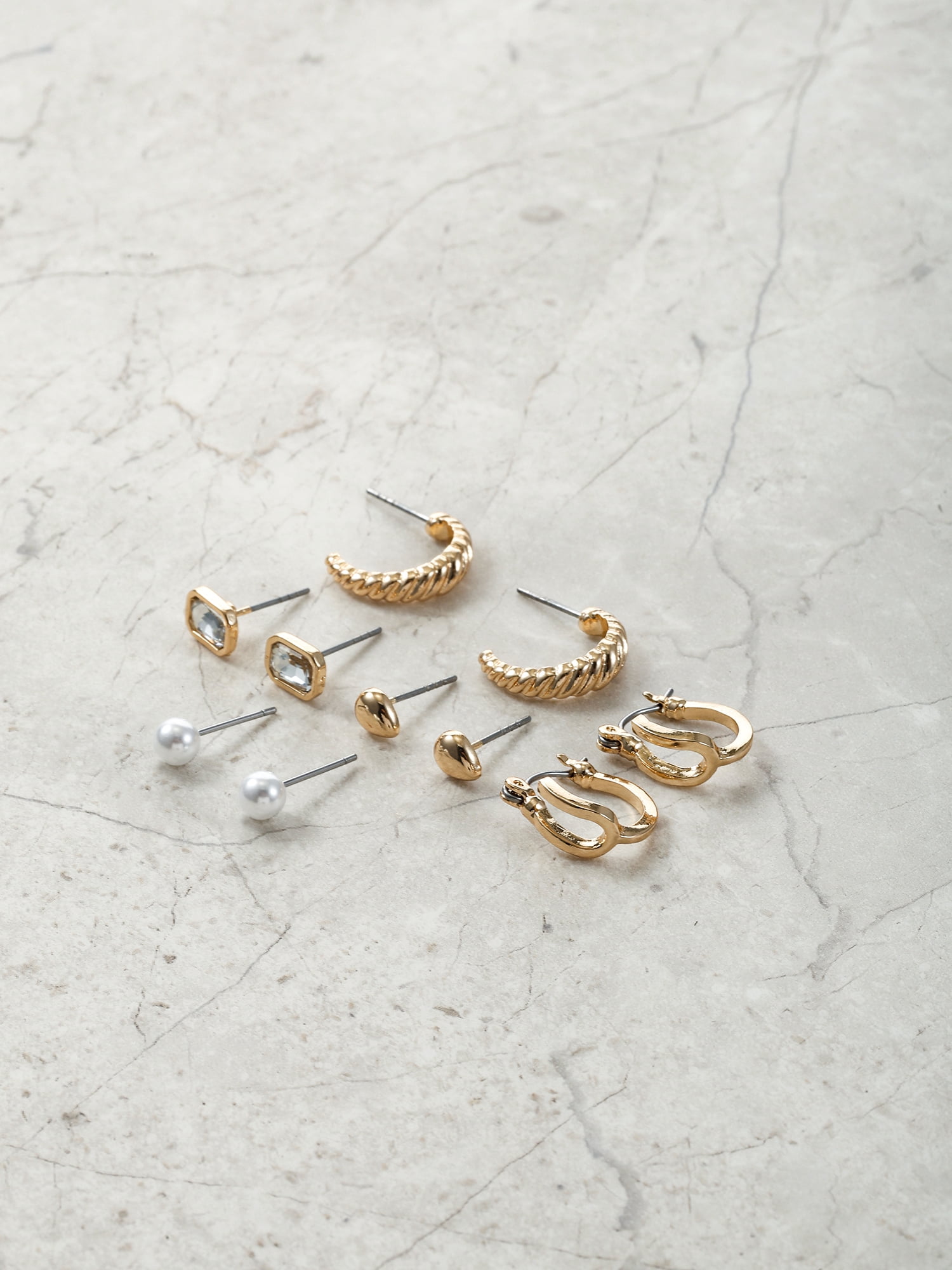 Time and Tru Goldtone Multi Earring Set, 5 Pairs, Initial U
