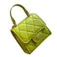 thumbnail image 3 of Bolso de mano Ticfox de hombro con correa de cadena PU Verde Patrón de diamante Tamaño libre, 3 of 12