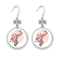 thumbnail image 1 of Boucles d'Oreilles Rondes Rouges Notes de Musique Nœud Crochet Percé, 1 of 3