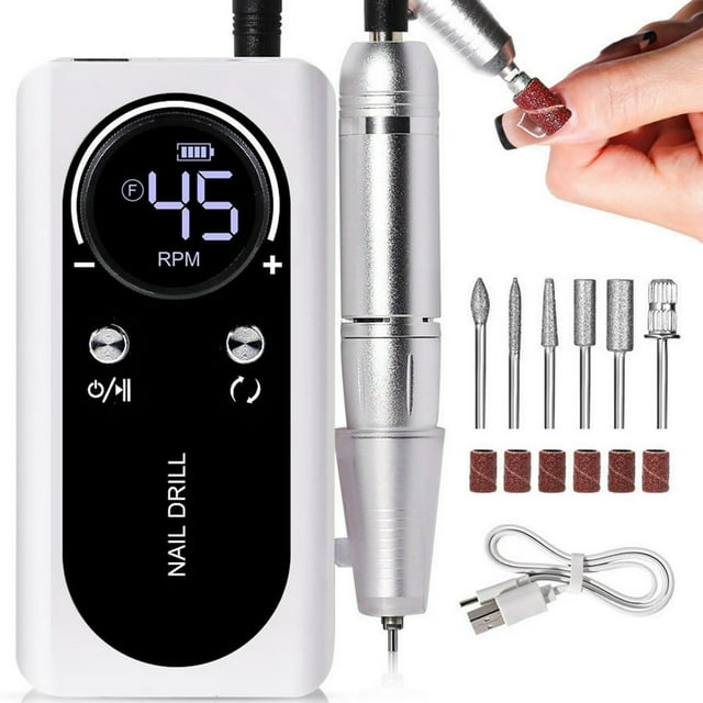 Dsseng Toe Nail Grinder for Thick Toenails Nail Buffer 100/180 Electric Nail File for Toenails Portable Nail Drill 45000 Rechargeable Electric Nail File Machine E File For Acrylic Gel Rem